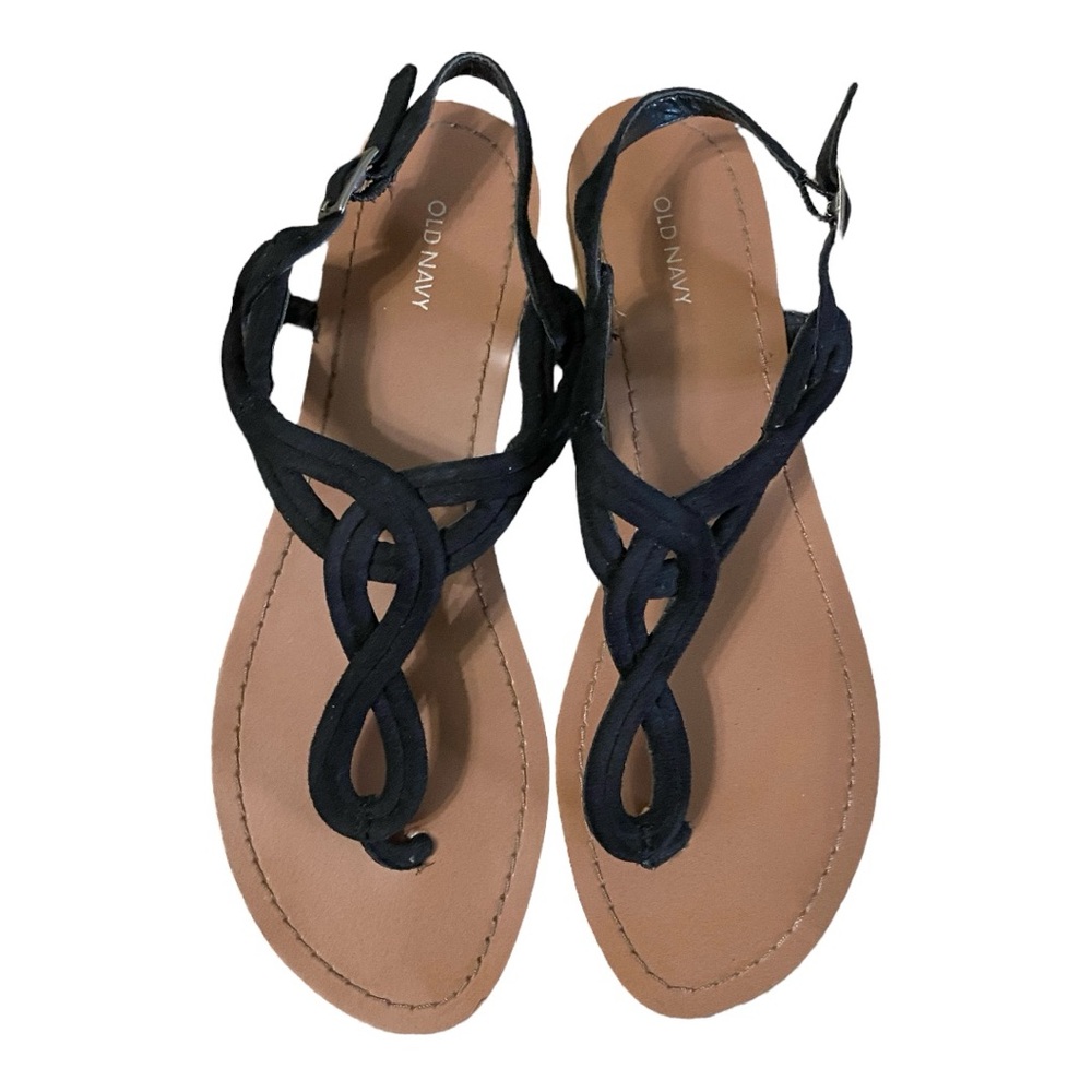 🌑SOLD🌑 Old Navy T-Strap Black and Tan Sandals Size 8